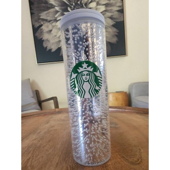 2020 Starbucks Platinum Silver Champagne Bubbly Tumbler Cup Mug 16oz - Picture 1 of 5
